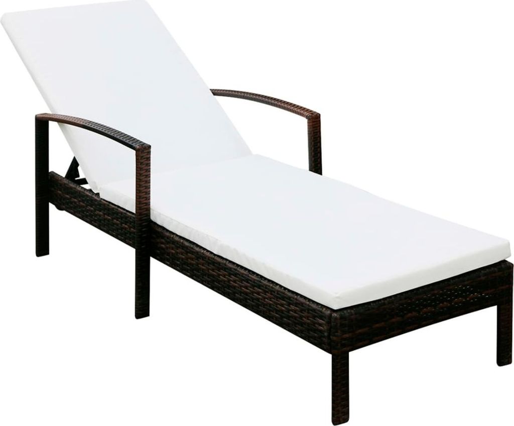 Design New Sonnenliege mit Auflage Poly Rattan Braun - Gartenliegen Möbel2025 CHY7804121 1parcel