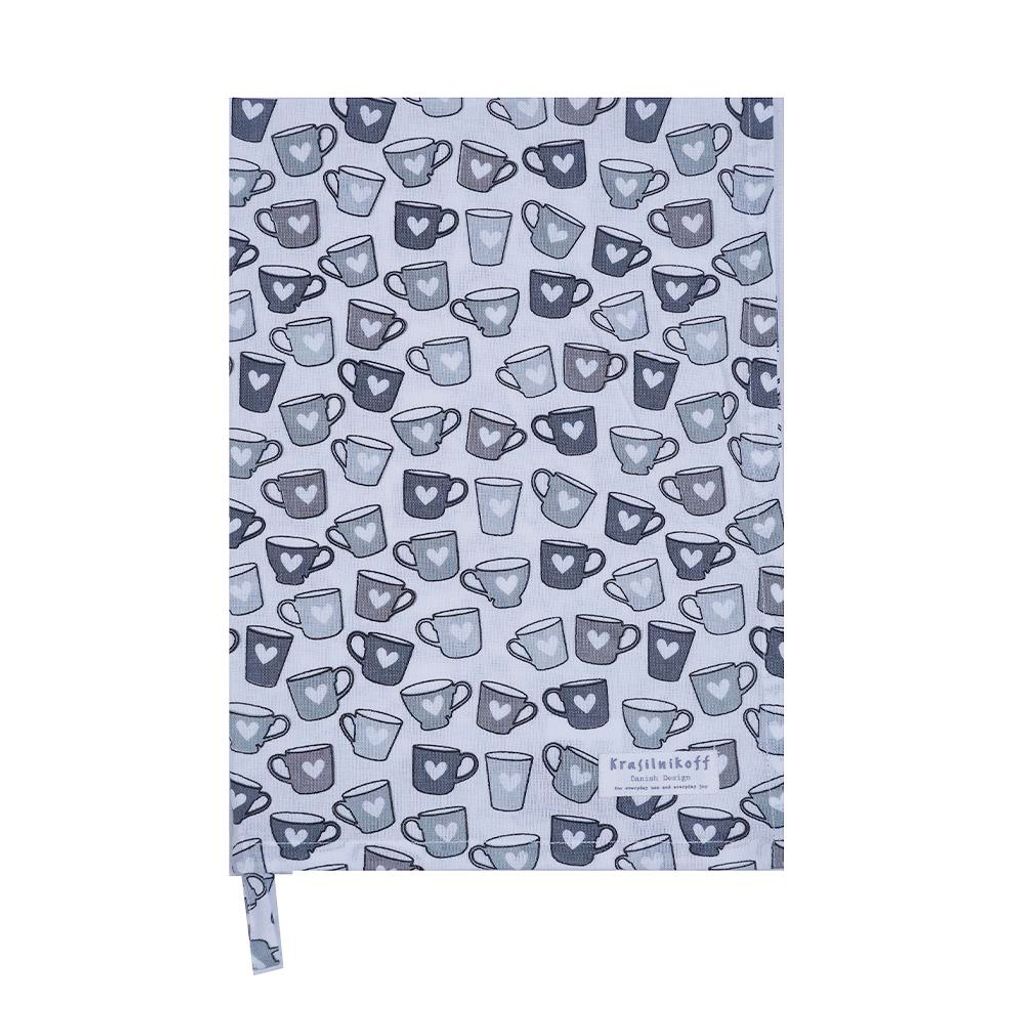 Krasilnikoff – Geschirrtuch KW13710 – Mugs / Becher / Tassen, Grey