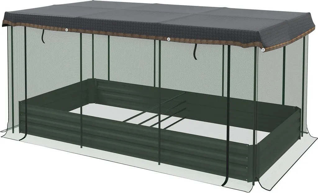 Solution anti-oiseaux lit de jardin en acier gris 230cm pour potager protégé