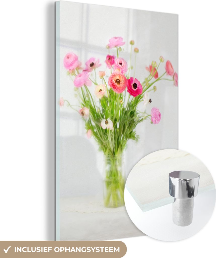 MuchoWow Glasbilder - Bilder auf Wandbild - Foto auf Glas Stillleben - Blumen - Frühling 80x120 cm Wanddekoration aus Glas - Acrylglasbild - Acryl...