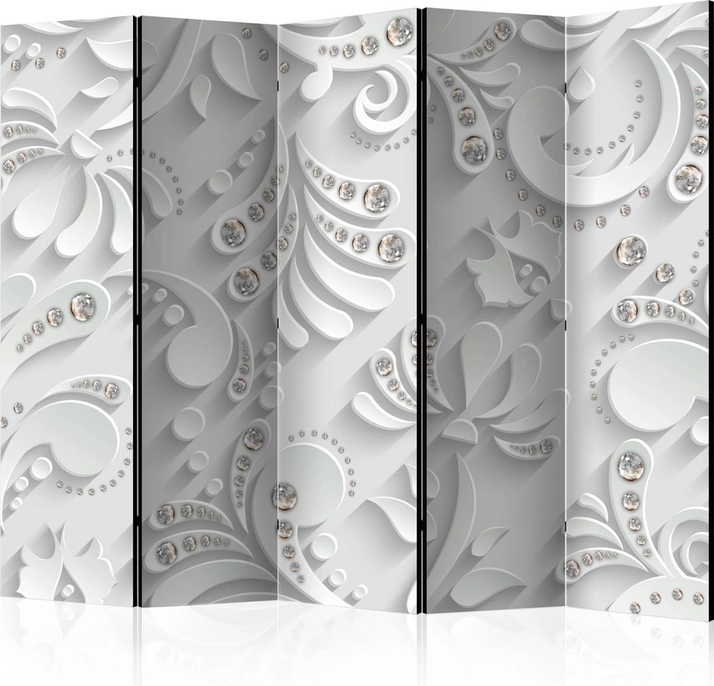 5-teiliger Doppelseitiger Vlies Paravent - Flowers in Crystals II 225x172 cm f-C-0214-z-c