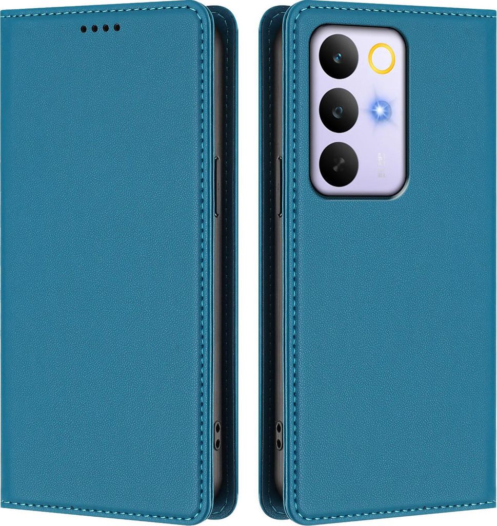 Handyhülle für Realme C85 Pro, Kunstleder Klapphülle Stoßfeste Magnetische Hülle mit Ständer Blau