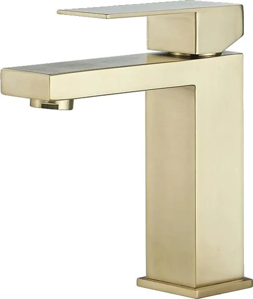 Mitigeur lavabo plafond or brossé anti-traces pour plan vasque épuré
