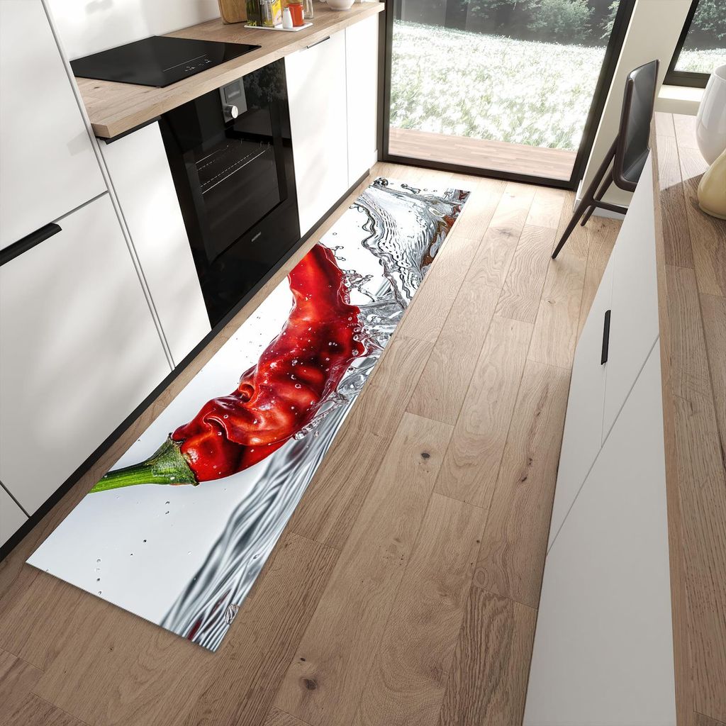 Küchenteppich 60x270cm rutschfest & abwischbar PVC Läufer - Chiliim Wasser