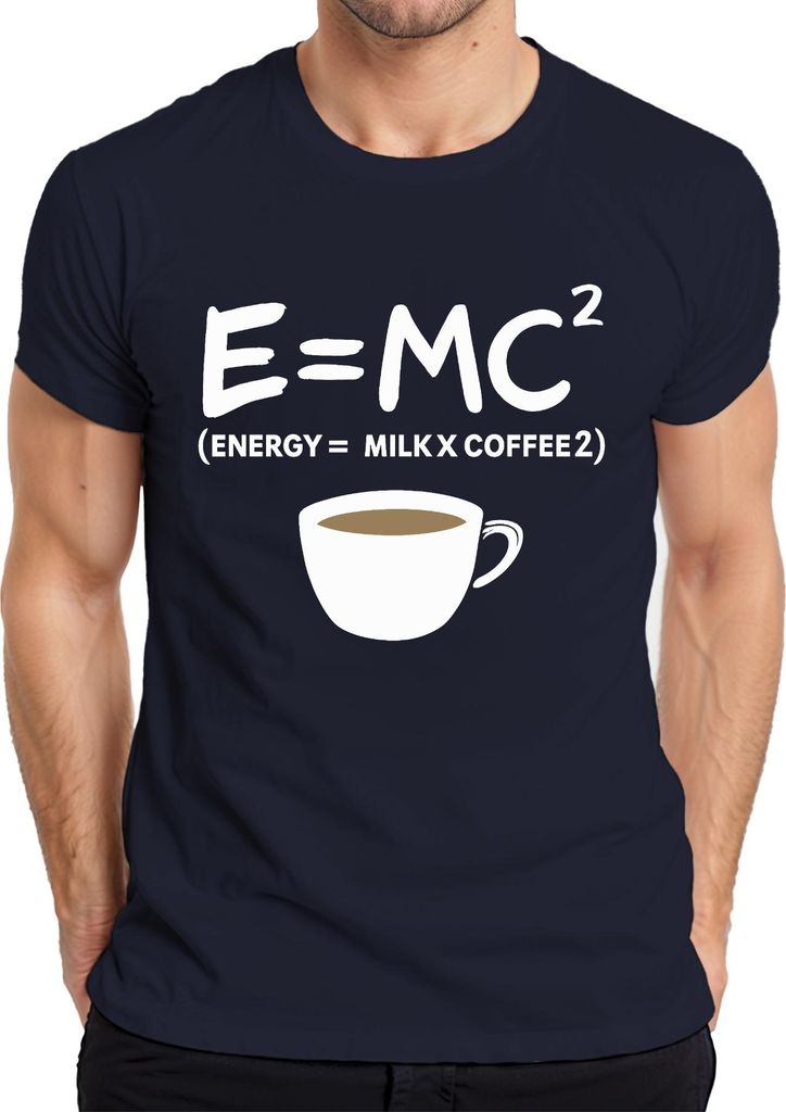 Relativitätstheorie Kaffee Formel Nerd Physik Spruch Morgenkaffee Albert Einstein Herren T-Shirt, Navy, L