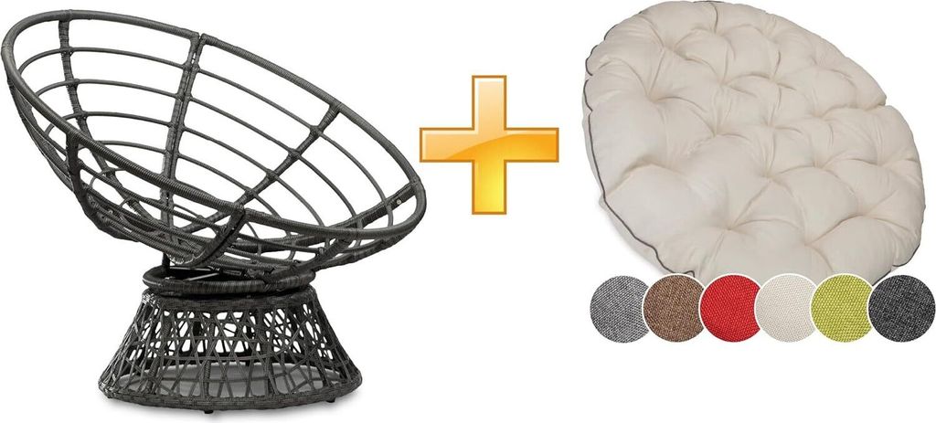 sunnypillow Papasansessel | Rattansessel mit Kissen rund Produktbild 