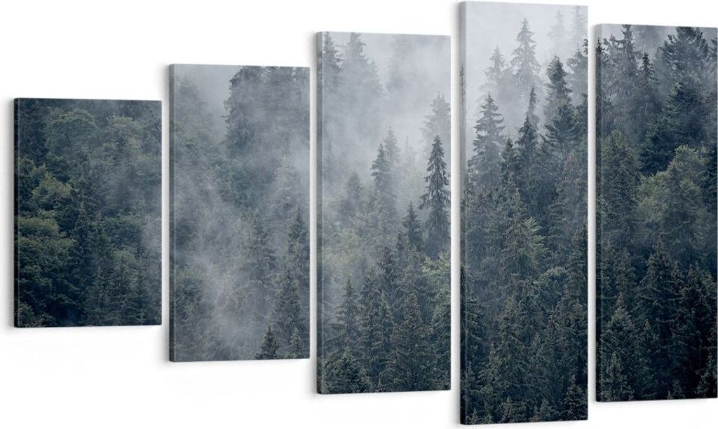 Bild auf Leinwand - Leinwandbild - Wald Baum Natur - 100x60cm - Wand Bild - Wanddeko - Wandbilder - Leinwanddruck - Bilder - Kunstdruck - Wanddekor...