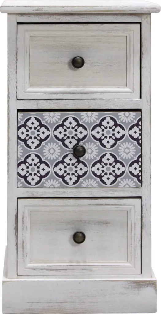 Meuble de chevet en bois blanc Rebecca Mobili style majolique