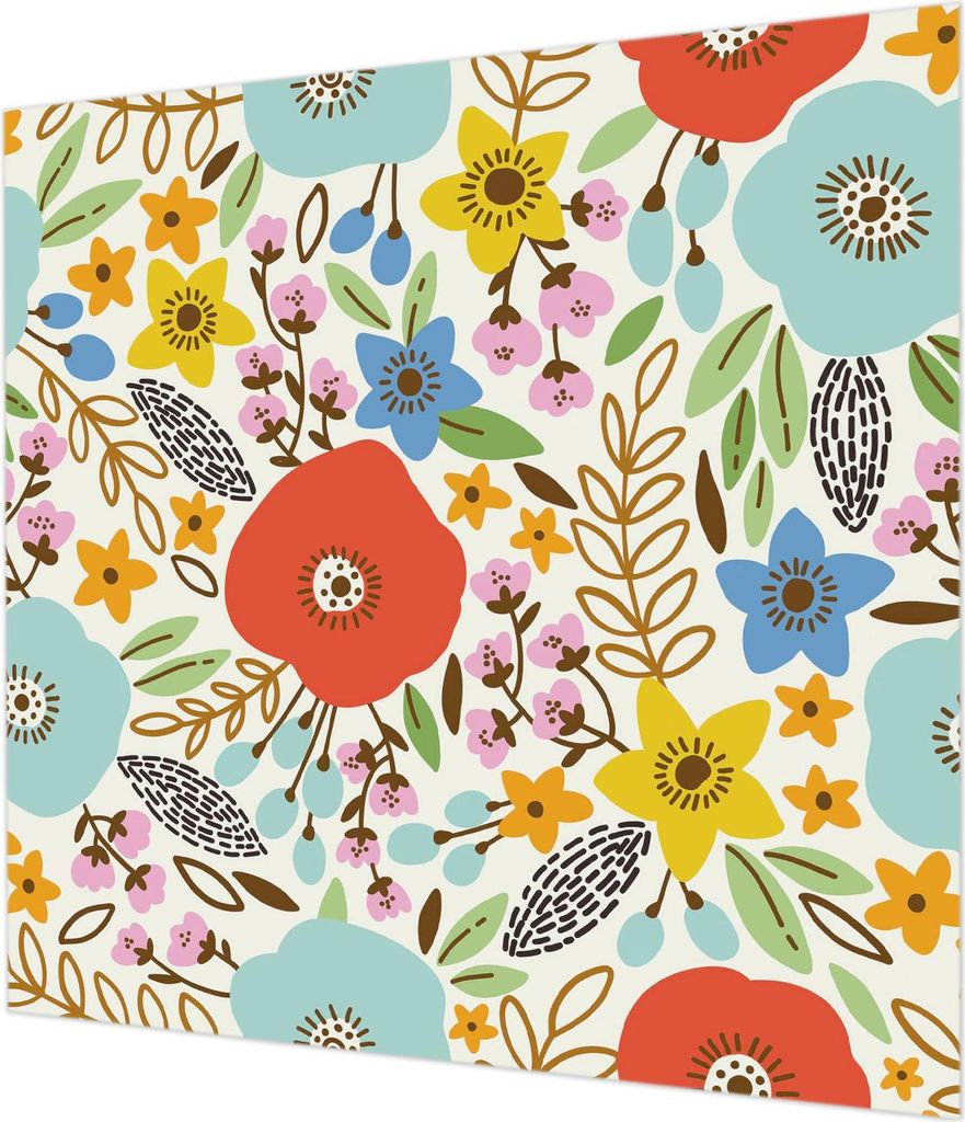 Wandtapete - Dekorative Tapete für Wohnzimmer - Tapetenfolie für Wanddekoration - 250x250 cm - Blumenmuster