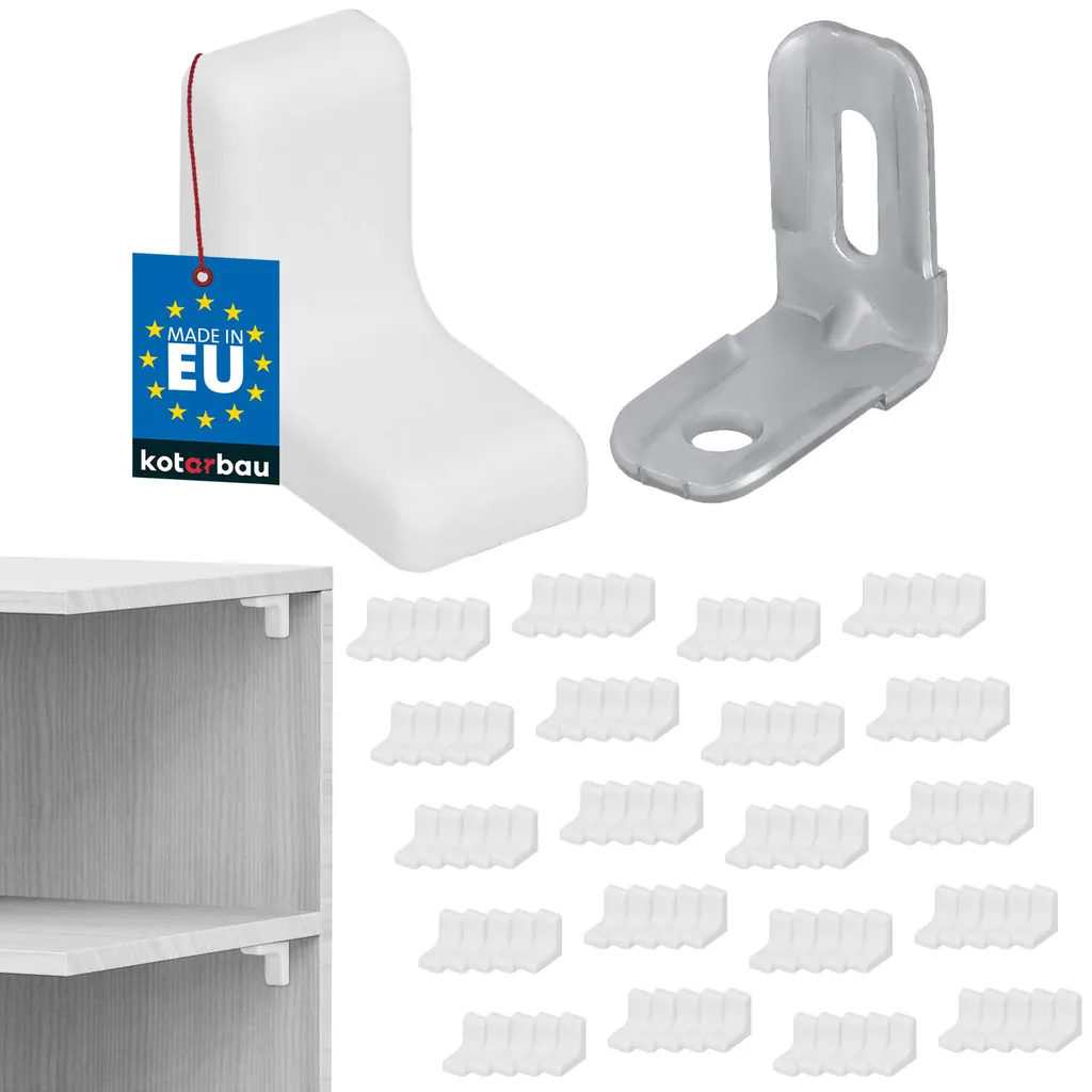 Support Étagère Métal Blanc Haute Résistance avec Cache - Kit de 100 Unités
