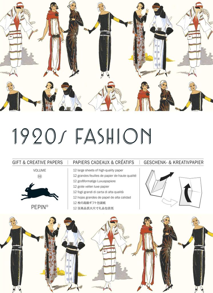 Kreativpapierbuch im 1920er-Jahre-Stil, 50x70 cm, 12 verschiedene Designs, mit perforierter Linie, halbmattes Kunstpapier