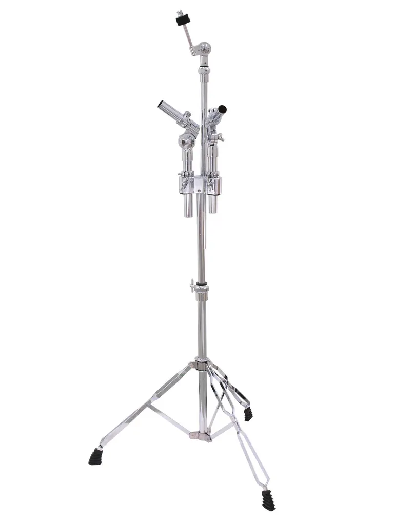 DIMAVERY STT-50 Stand Double Tom et Perche Cymbale en Acier Chromé Robuste