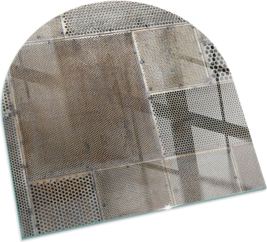 Perforiertes Blechmuster – Glasbodenplatte für – Kaminofen – Kaminplatte Glas – Schutzglas – Funkenschutzplatte –Glasbodenplatte Feuer...