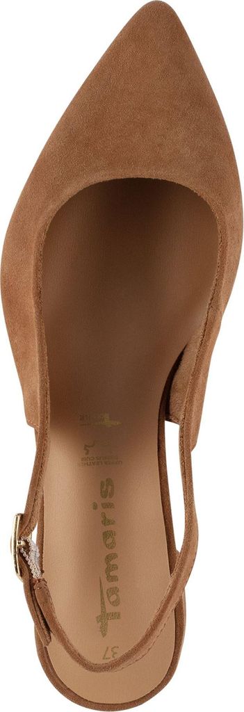 Tamaris Damen Pumps Leder Slingback Blockabsatz spitze 1-29500-42, Größe:39 EU, Farbe:Beige