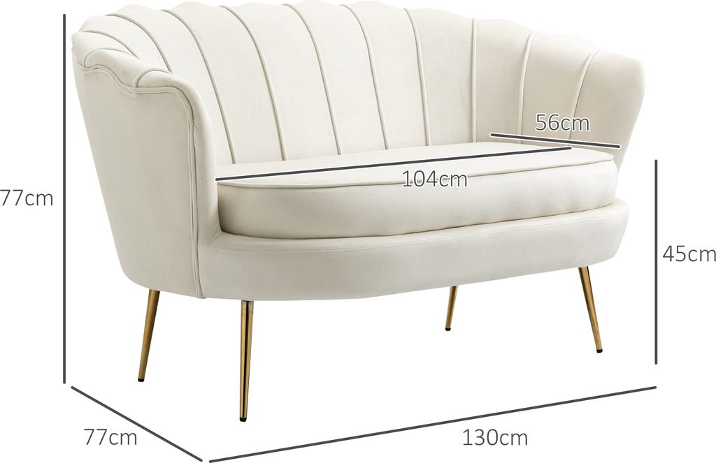 HOMCOM 2 Sitzer Sofa, Couch, gepolsterter Polstersofa, Produktbild 3