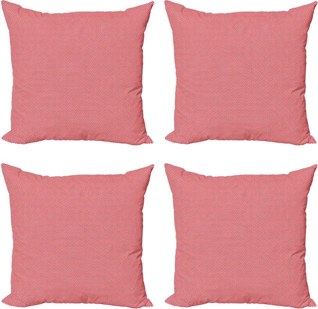 ABAKUHAUS Abstrakt Kissenbezug Set (4 Stück), Monochromatische Platz Motiv, Moderner Doppelseitiger Digitaldruck, 40 cm x 40 cm, Vermilion Weiß
