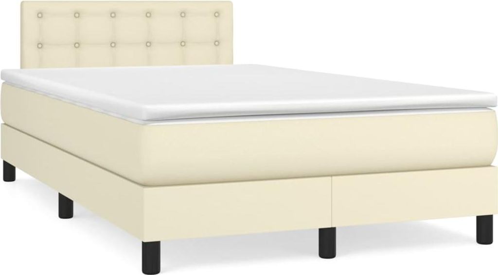 vidaXL Boxspringbett mit Matratze Creme 120x200 cm Kunstleder
