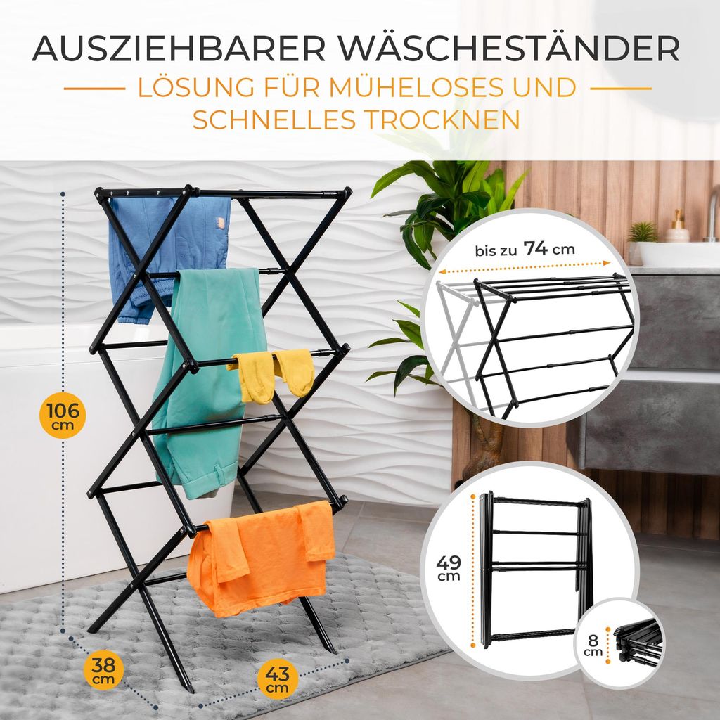 TIMELEOS Wäscheständer klein & platzsparend – klappbar