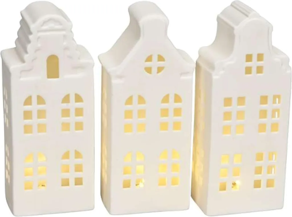 Maison lumineuse blanche 19 cm : déco hivernale sans fil sécurisée