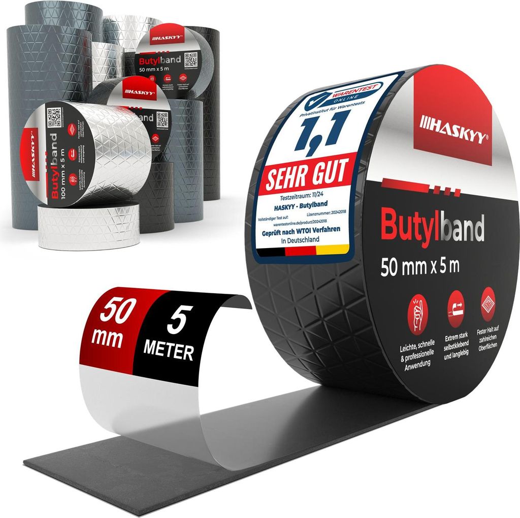 HASKYY Klebeband Alubutyl wasserdicht 50mm*5m  SCHWARZ Produktbild 