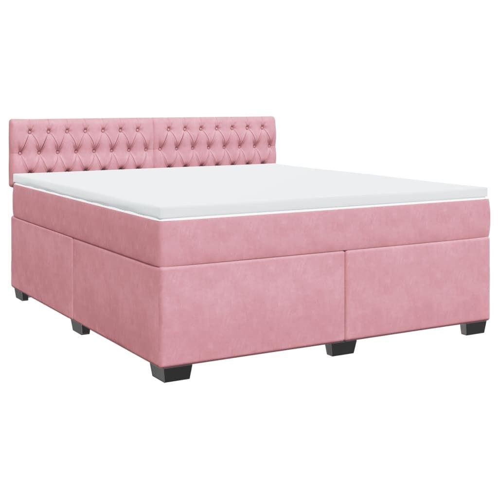 vidaXL Boxspringbett mit Matratze Rosa 180x200 cm Samt