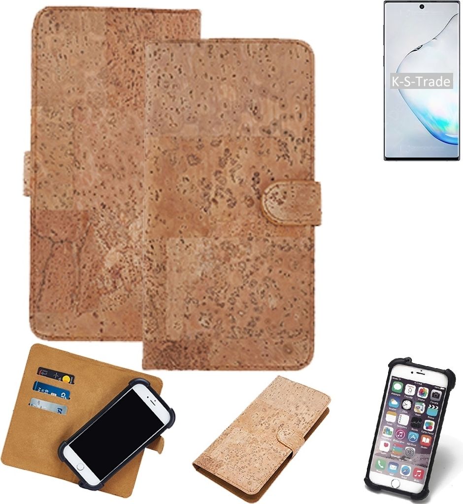K-S-Trade Hülle kompatibel mit Samsung Galaxy Note10 5G SD855 Kork Handyhülle Cover Schutzhülle TPU Case Bumper in Hellbraun, (1x)