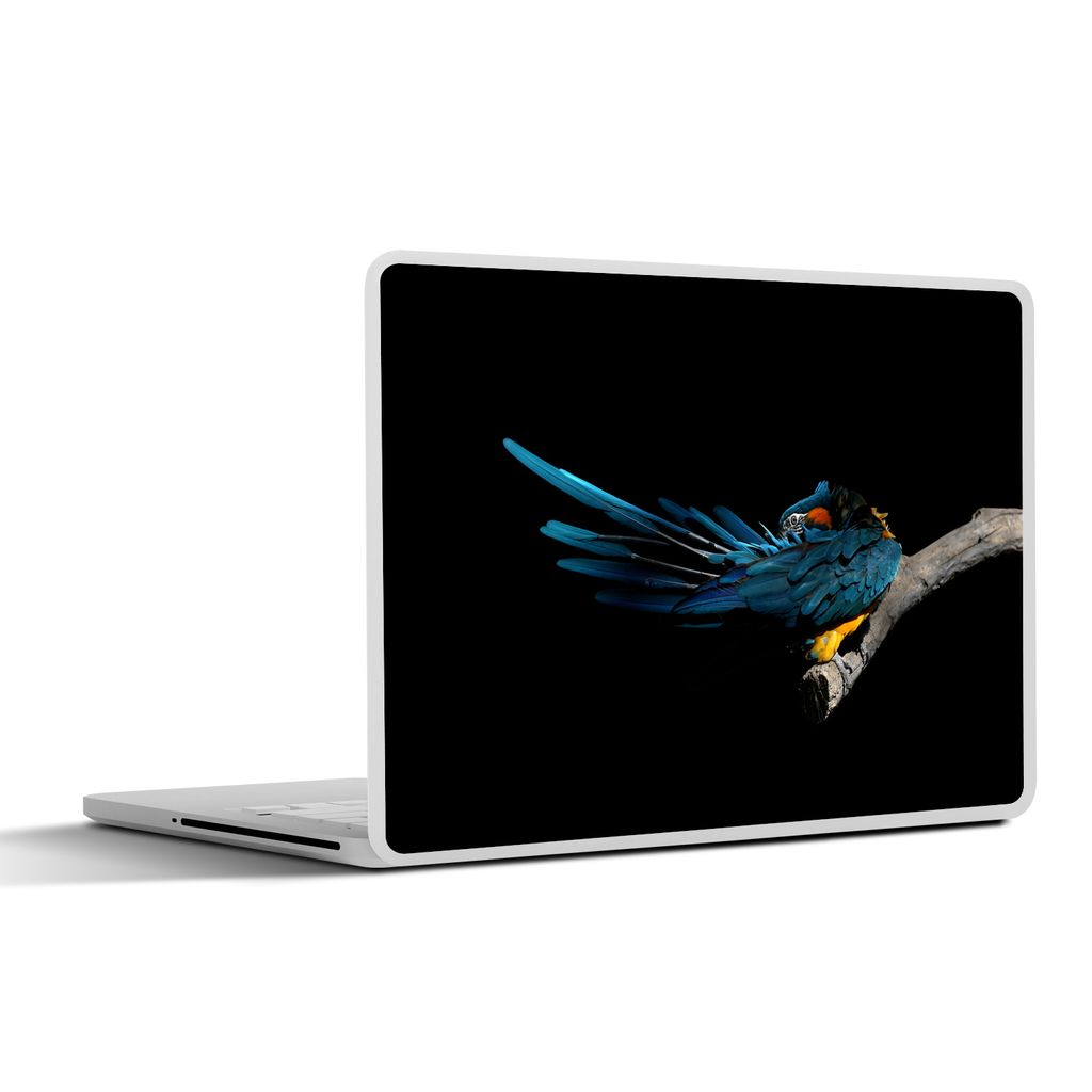 MuchoWow Laptop Aufkleber Sticker Cover Vogel - Federn - Zweig - Schwarz 25x18 cm - Laptop-Deko