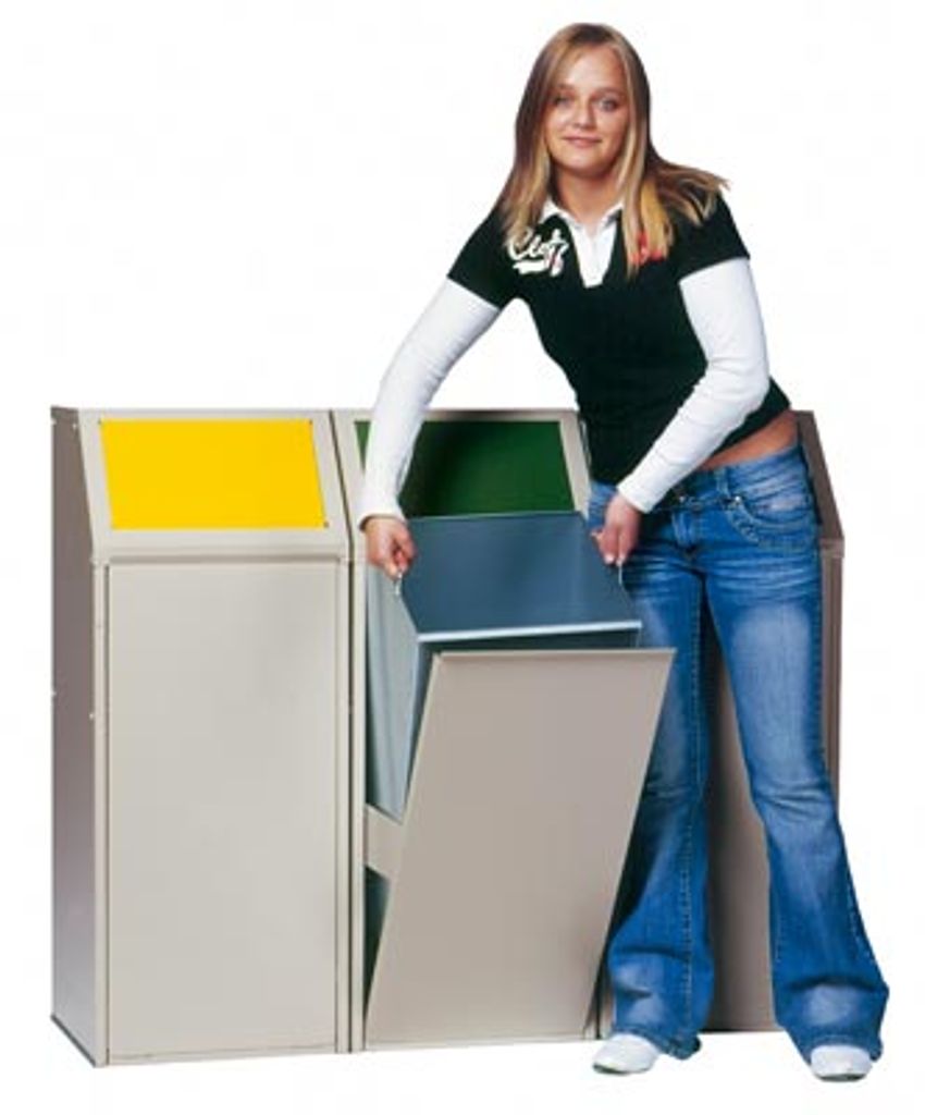 Wertstoffsammelgerät - stationär - 22 l - 500 x 400 x 400 mm (H x B x T) - Korpus kieselgrau - Einwurfklappe silber - Abfallbehälter - Batteries...