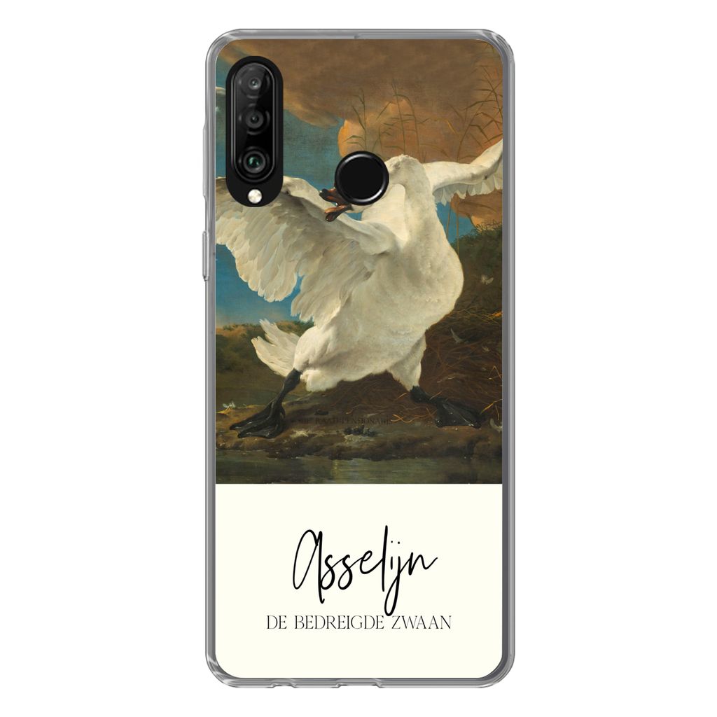 MuchoWow Handyhülle Schutzhülle Hülle für Huawei P30 Lite Der gefährdete Schwan - Asselijn - Alte Meister Silikon Softcase Handy Hülle - Ha...