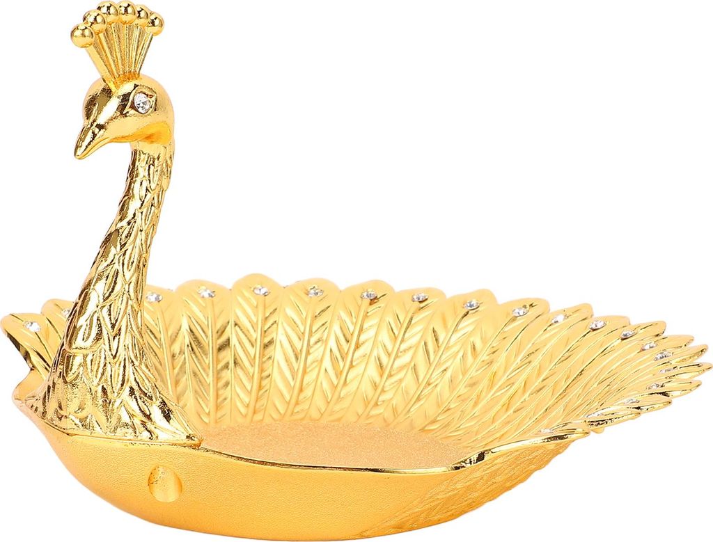 Peacock Shape Fruits Serving Tray Nordic Style Exquisite Zinc Alloy Decorative Dry Fruit Bowl for Home Hotel