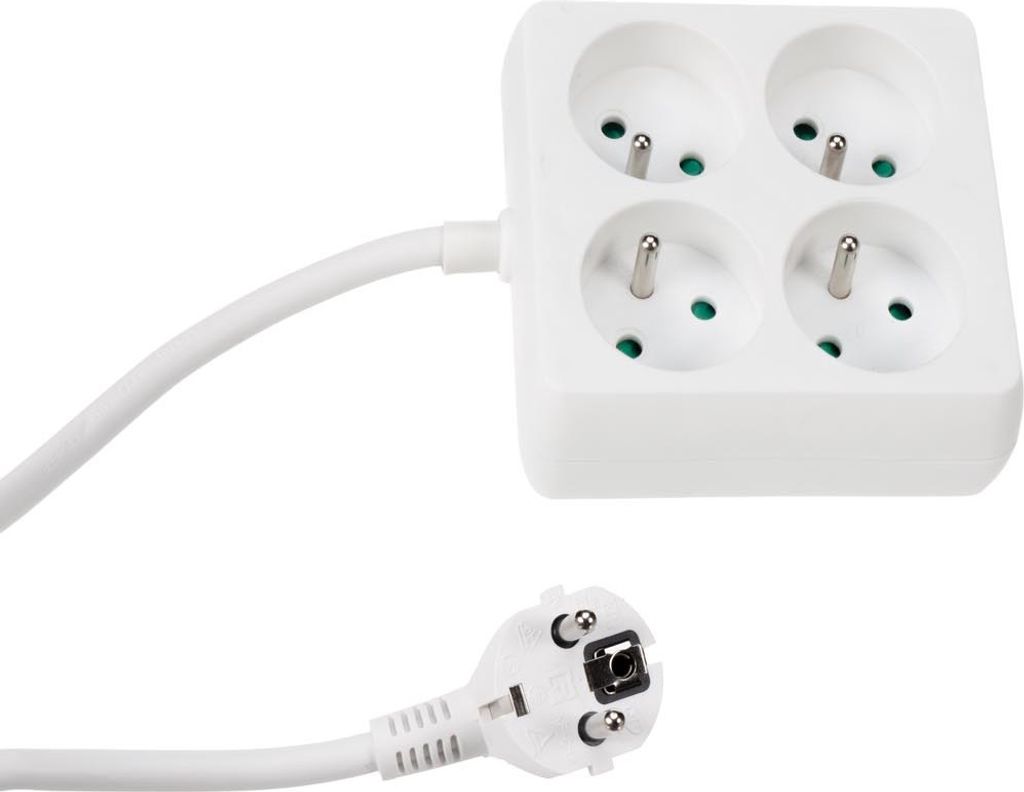 Perel Steckdosenleiste, 4 Typ-E-Steckdosen mit Kindersicherung, 1,5 m H05VV-F 3G1.5 Kabel, 3680 W,