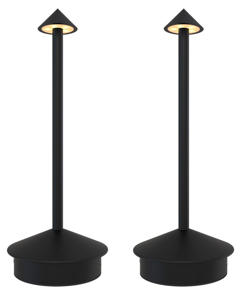 Ledvion 2x Wiederaufladbare LED Tischleuchte Mattschwarz Produktbild 