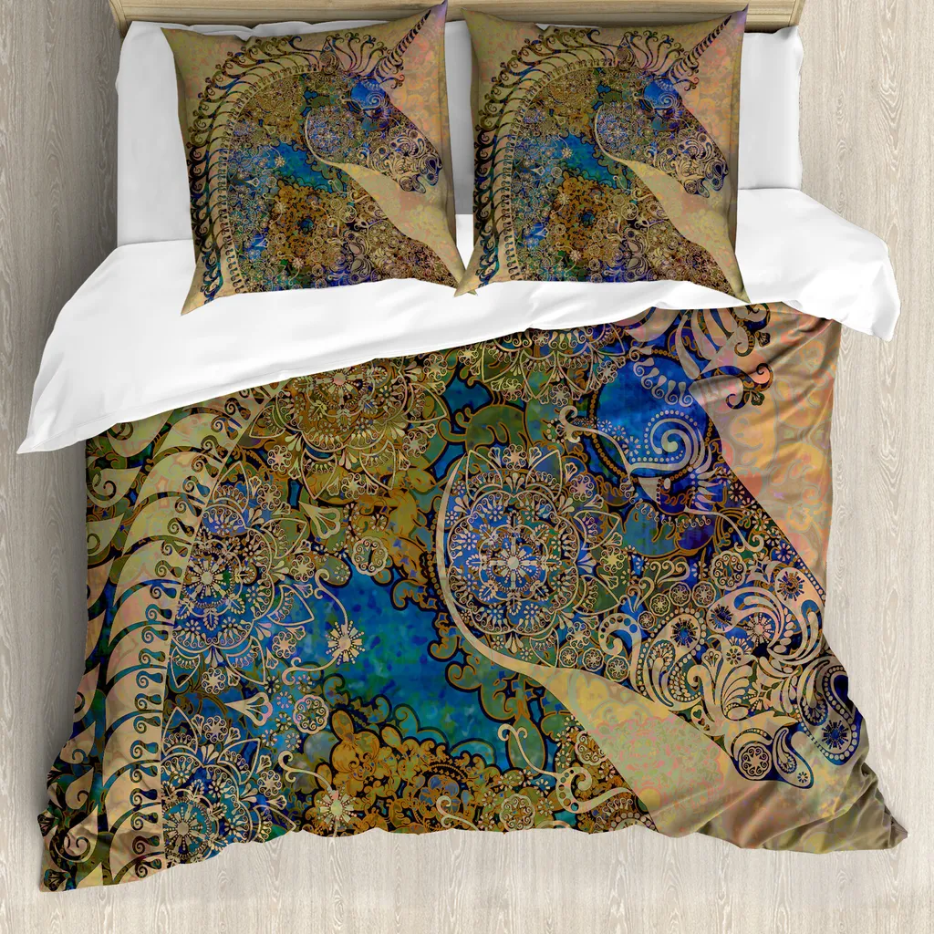 Offerta Copripiumino ABAKUHAUS 155x220 - Antiacaro, Unicorno Mandala