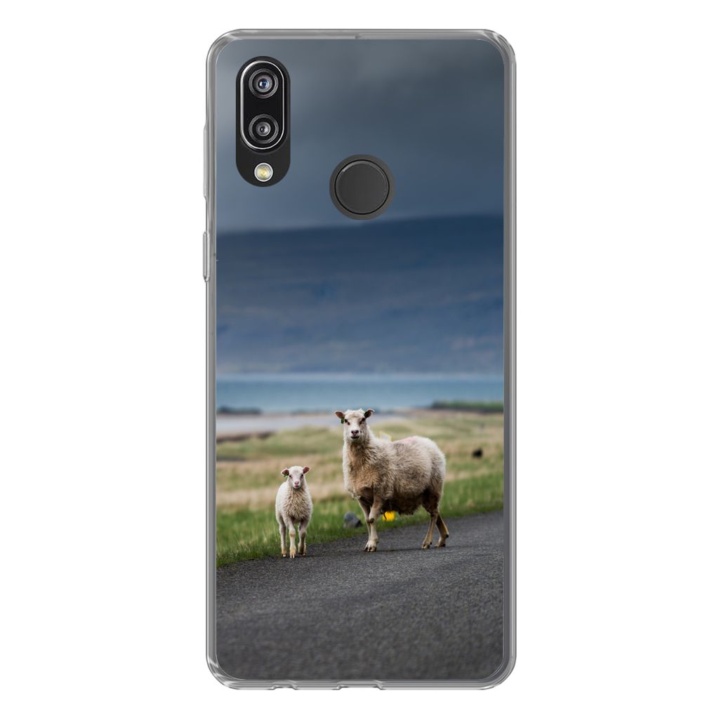 MuchoWow Handyhülle Schutzhülle Hülle für Huawei P20 Lite (2020) Schaf - Lamm - Sturm Silikon Softcase Handy Hülle - Kartenhalter