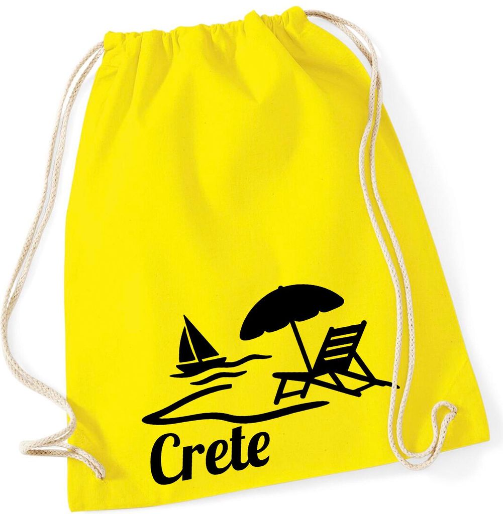 Huuraa Turnbeutel Crete Griechenland 12 Liter Yellow Baumwolle Rucksack Geschenkidee
