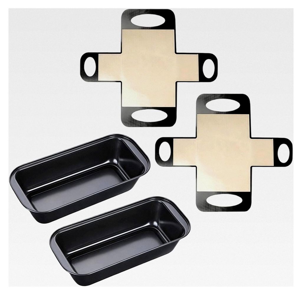 Brotbackform Kasten, 2er Set mit extra Wandstärke, schnitt- und kratzfeste rechteckige Antihaft-Brotform mit 2 Backmatten für Brote, Gebäck und ...