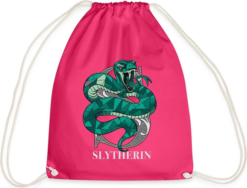 Spreadshirt Harry Potter Slytherin Wappen Monochrom Turnbeutel, One size, Fuchsia