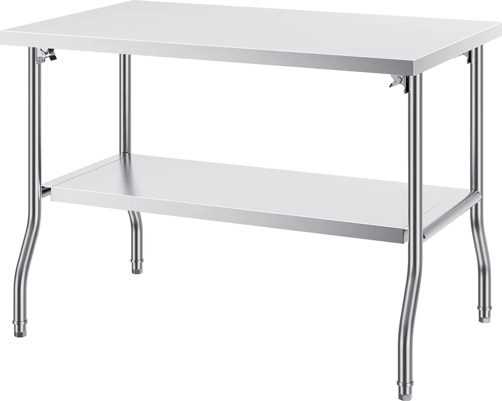 Table de Cuisine Pliante en Inox pour Garage et Atelier de Bricolage