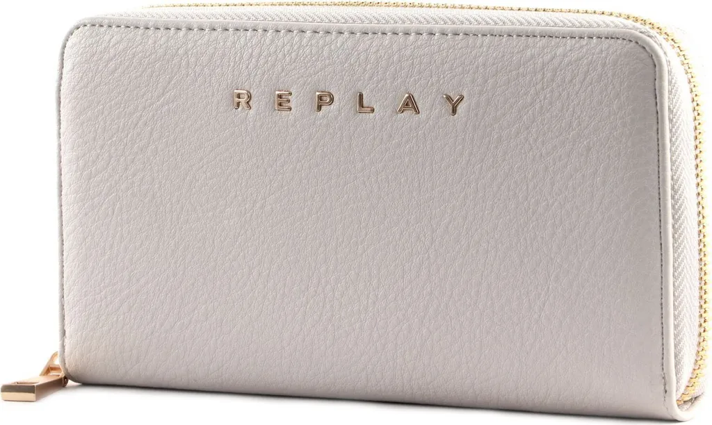 Grand Portefeuille Porte-monnaie Zippé REPLAY Gris Clair Light Grey