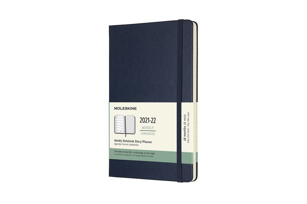 Moleskine 18 Monate Wochen-Notizkalender 2021/2022 - Fester Einband - Englischer Kalender - 1 Wo = 1 Seite - Rechts Linierte Seite - Groß (13x21) ...