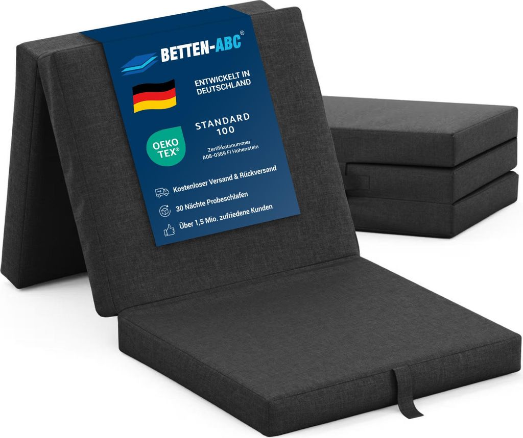 Sun Garden Samba Faltmatratze/Klappmatratze oder Gästematratze in verschiedenen Farben, Farbe: Anthrazit