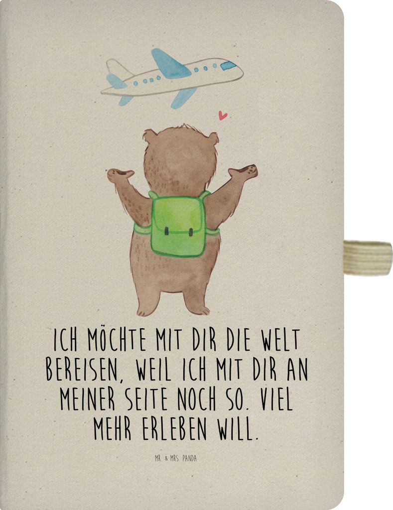 Mr. & Mrs. Panda notizbuch Bär Flugzeug - Transparent - Geschenk, für Freundin, Liebesbeweis, Hardcover A4, Gedankenbuch, Adressbuch, Valentinsta...