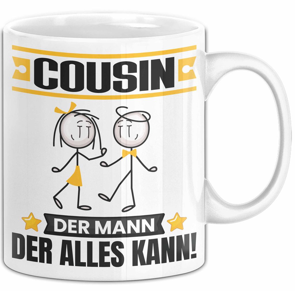 Cousin Tasse Geschenk für Cousin Der Mann Der Alles Kann Geschenkidee zum Geburtstag (Weiß)