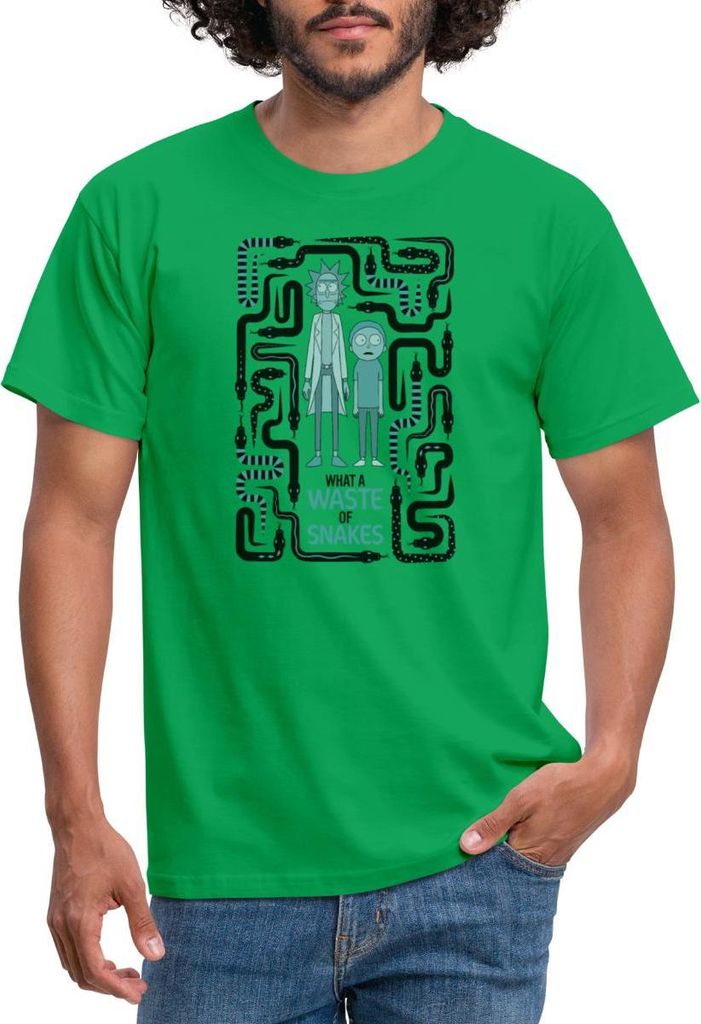 Spreadshirt Rick & Morty Snake Labyrinth Männer T-Shirt, S, Kelly Green