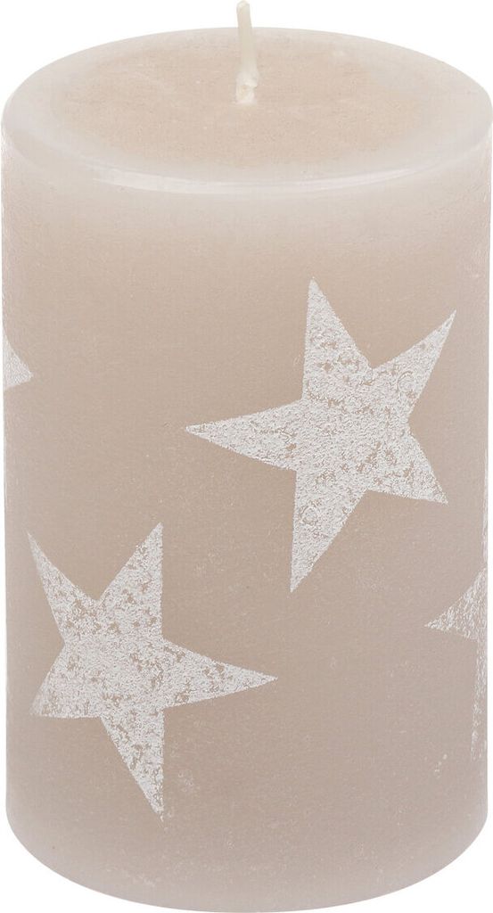 Weihnachtskerzen Stumpenkerze "Multistern" Taupe 100/68 mm