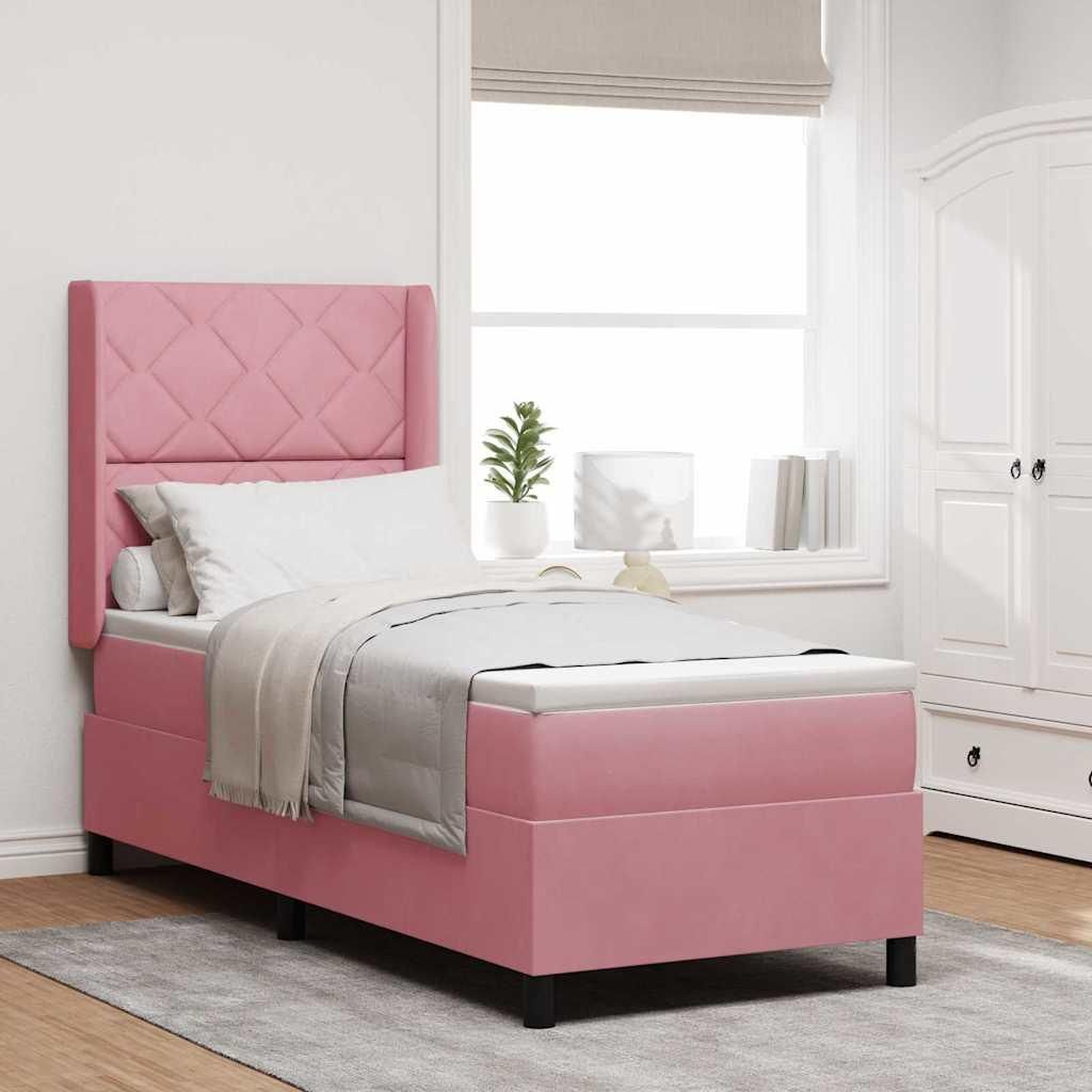 Maison Exclusive - Boxspringbett mit Matratze mit Kopfteil Rosa 80 x 200 cm Samt