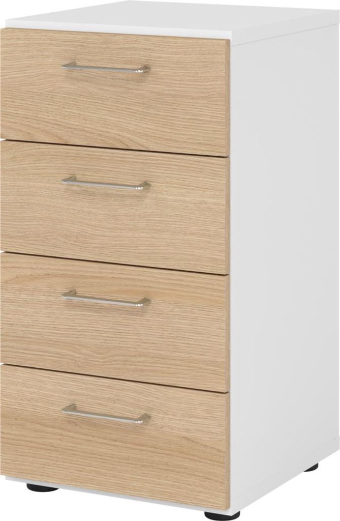 Hammerbacher Regal 2OH 4Schübe ws/Eiche 4032062308783 Produktbild 