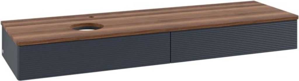 V&B Waschtischunterschrank mit Frontstruktur -Beleuchtung Antao 160x50cm, HL, WBP w. wal, md bl. m Lac