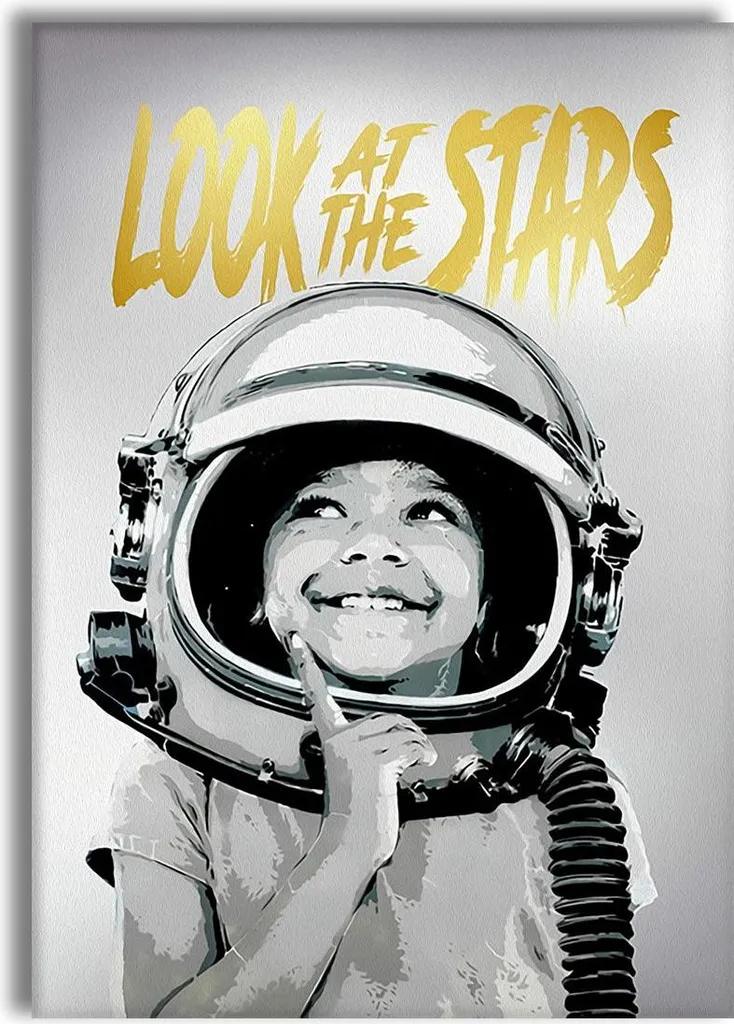 Look At The Stars - Quadro Canvas Contemporaneo su telaio in legno 50x70 cm