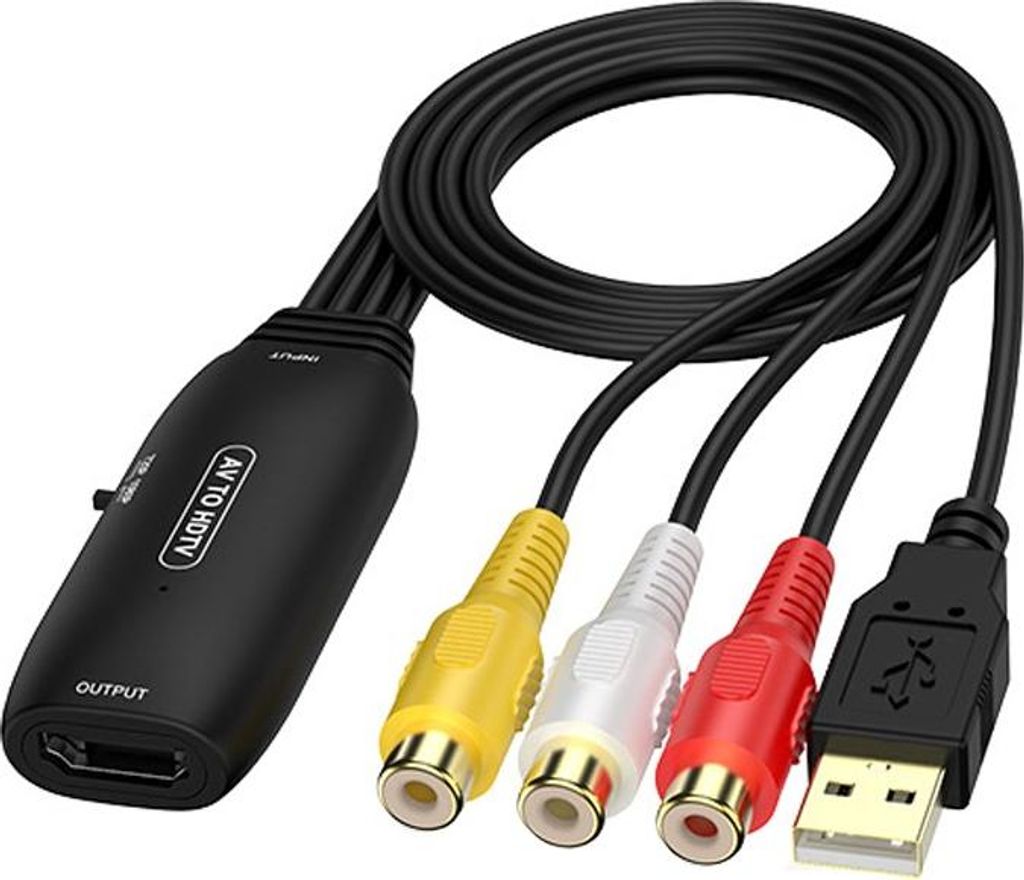 INF AV zu HDMI Konverterkabel - RCA zu HDMI Adapter für Spielekonsolen, DVDs - Unterstützt 1080P